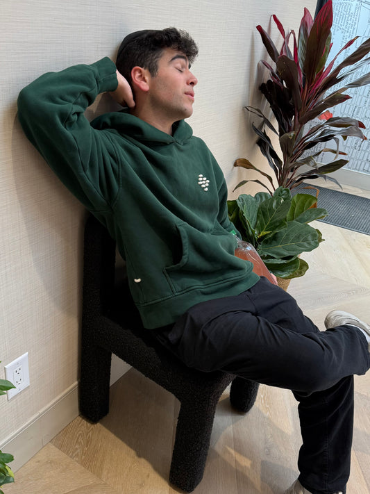 **Preorder** Green Hoodie with cream loop